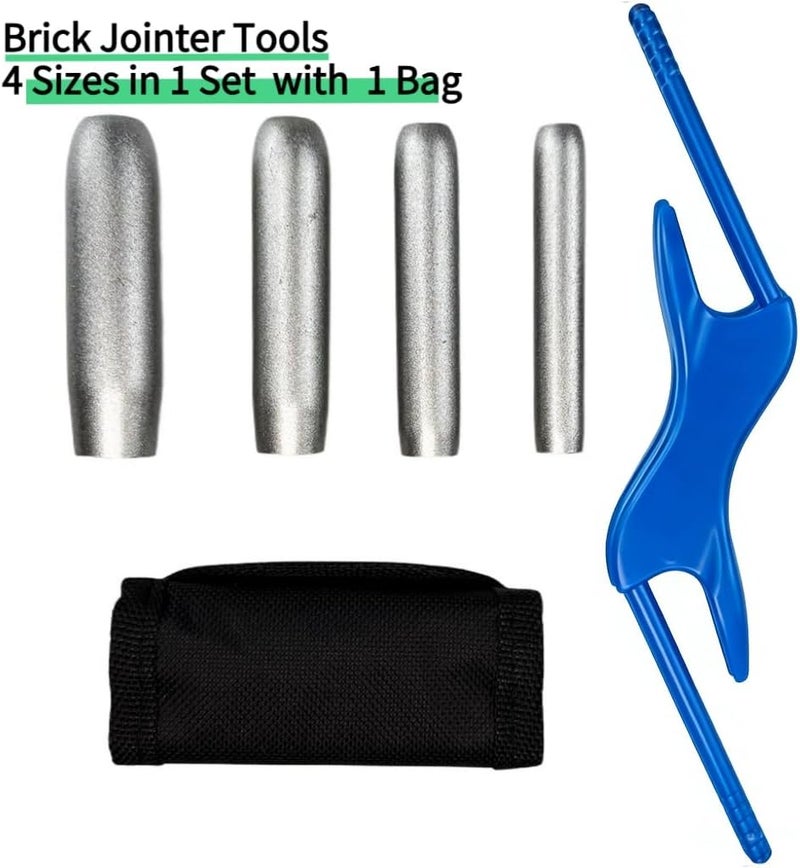 Bassadoro 4 Sizes Barrel Jointer with Storage Bag Masonry Brick Jointer Tool Steel Handle Lightweight Bricklaying Trowel Builder Tool for Wall Renovation Ceramic Tile 1/2in 5/8in 3/4in 7/8in,Blue-With Bag - Image 2